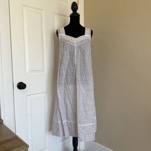 Simply Basic Women's Floral Nightgown Pj Dress XL 100% Cotton Cottagecore Lace